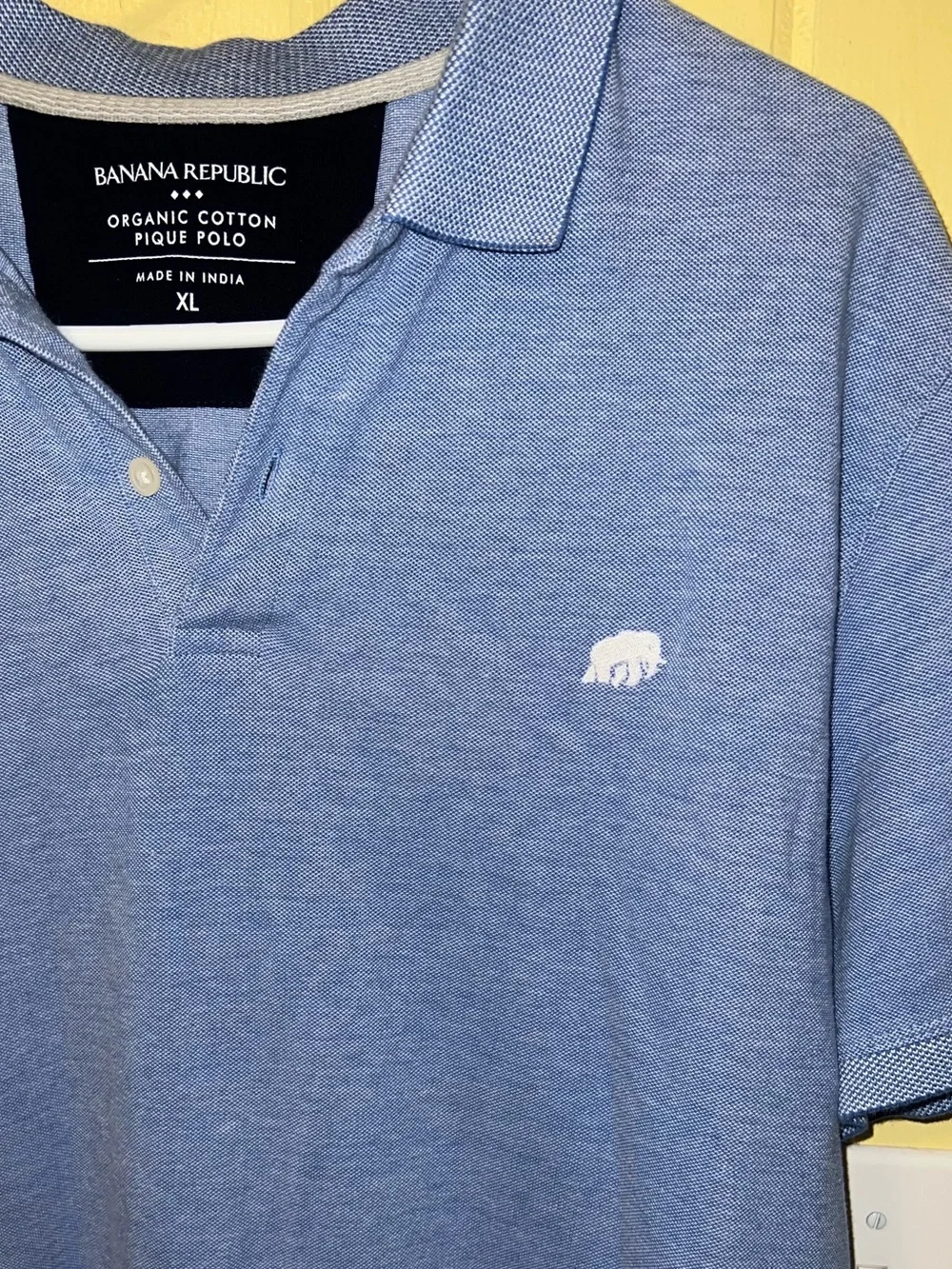 Banana Republic Blue Organic Cotton Pique Knit Polo Shirt Short Sleeve Size XL